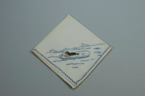 Image: Embroidered handkerchief with seal on ice